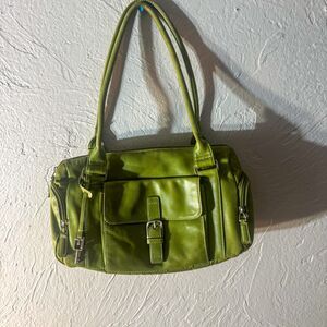 Vintage Fossil Lime Green Leather Shoulder Bag